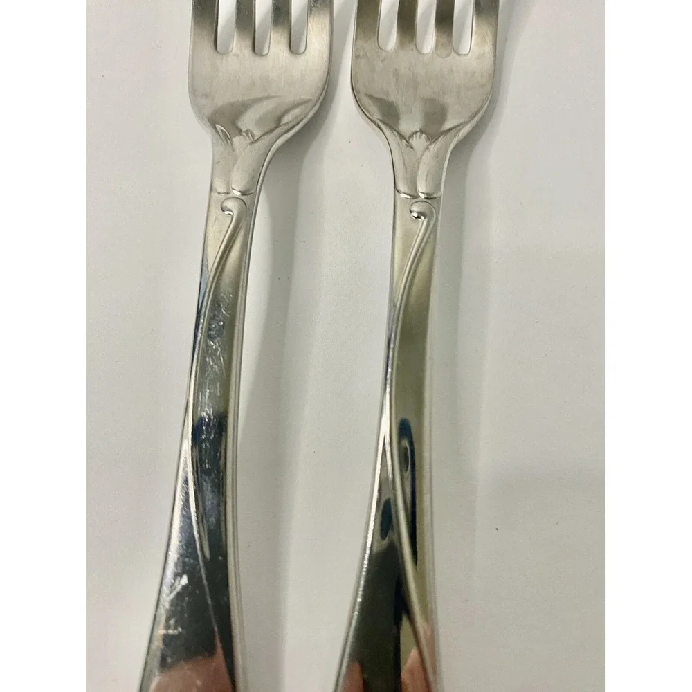 Yamazaki Raceme Japan Stainless Steel Flatware Salad Forks Lot Of 2 Silver